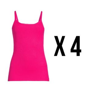 Women’s Ribbed Tank Tops A-Shirt Sleeveless No Boundaries Cami Yoga - M - 4 Pack